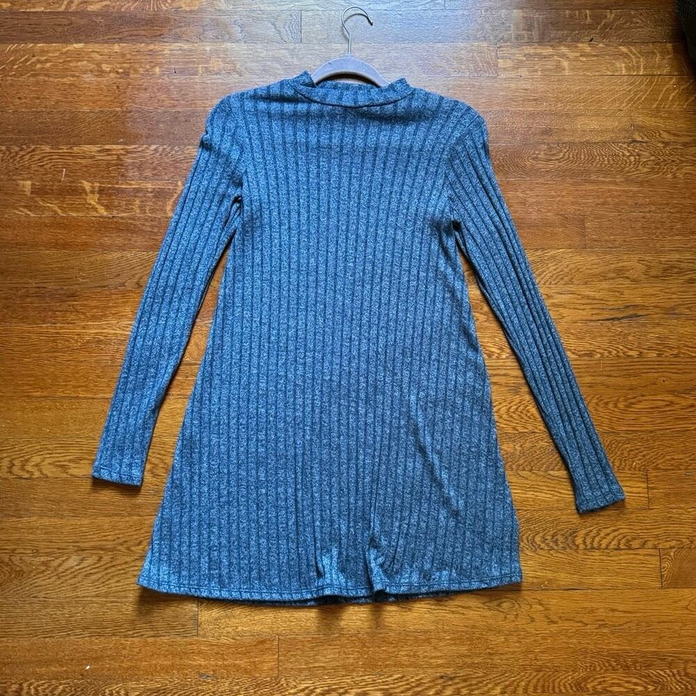 Blue Crew Neck Knit Long Sleeve Sweater Dress